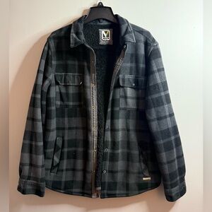 Voyager Men's sherpa-lined Remote Fleece Shacket shirt jacket size large